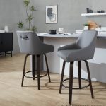 Hannah 26 Transitional Walnut and Grey Swivel Counter Stools (Set of 2) 11 Hannah 26 Transitional Walnut and Grey Swivel Counter Stools (Set of 2)
