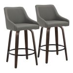 Hannah 26 Transitional Walnut and Grey Swivel Counter Stools (Set of 2) 13 Hannah 26 Transitional Walnut and Grey Swivel Counter Stools (Set of 2)