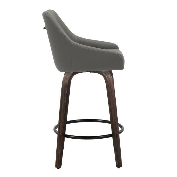 Hannah 26 Transitional Walnut and Grey Swivel Counter Stools Set of 2 4