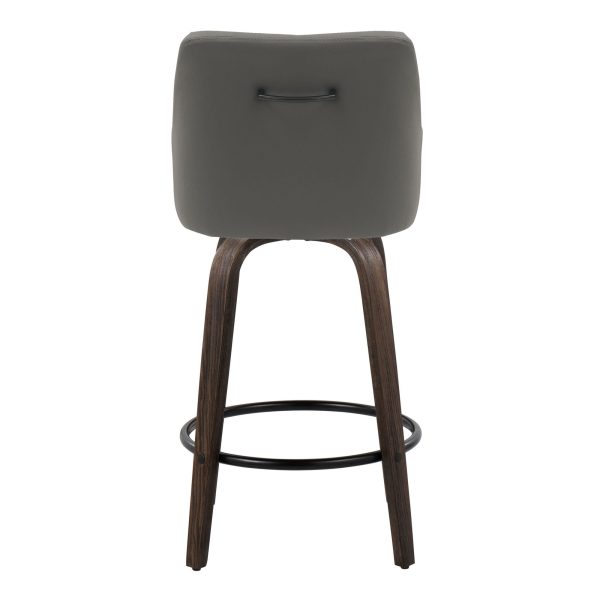 Hannah 26 Transitional Walnut and Grey Swivel Counter Stools Set of 2 6