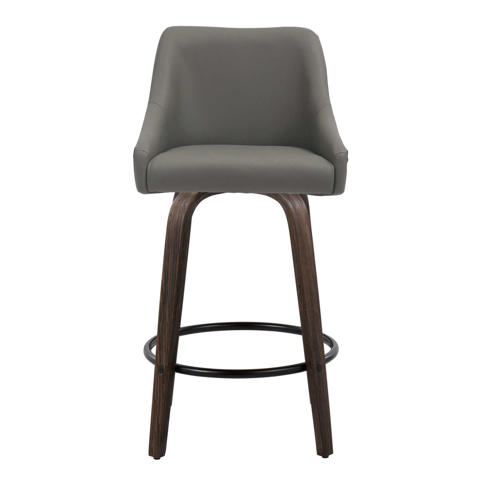 Hannah 26 Transitional Walnut and Grey Swivel Counter Stools (Set of 2) 8 Hannah 26 Transitional Walnut and Grey Swivel Counter Stools (Set of 2) - Image 8