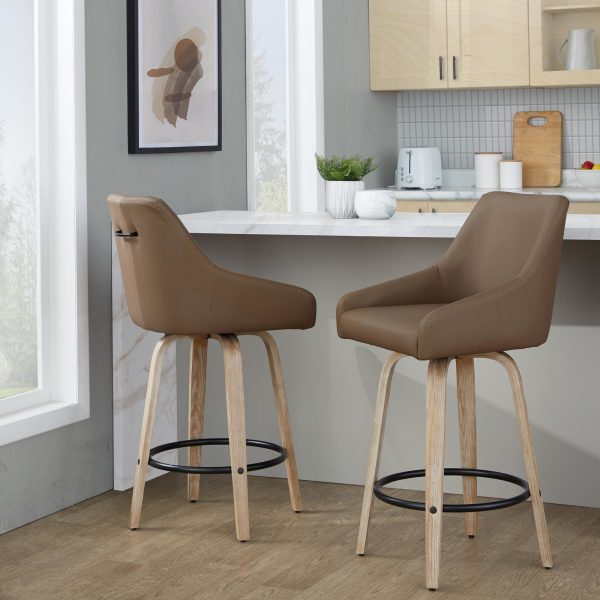 Hannah 26 Transitional Whitewashed Wood Counter Stools Set of 2 1