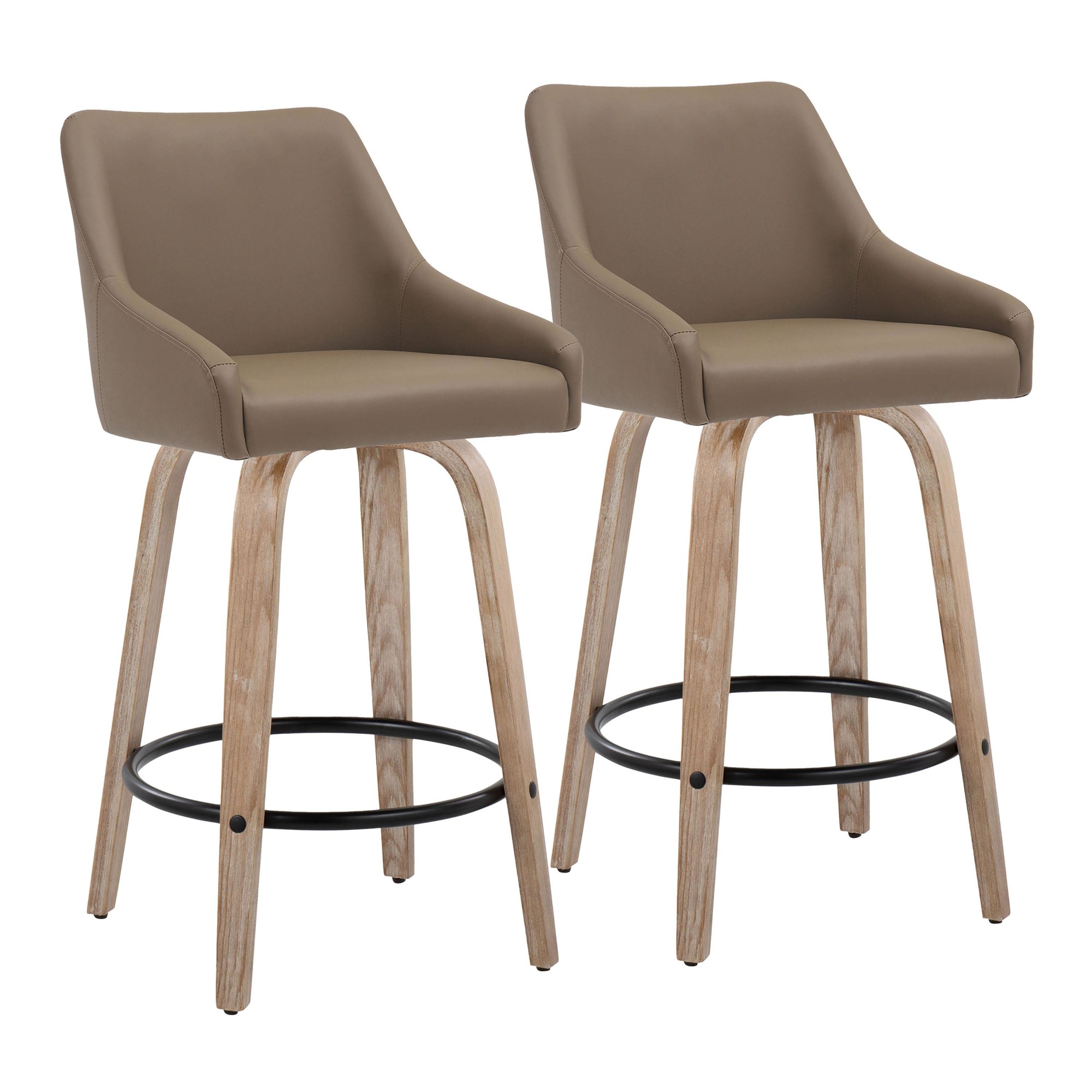 Hannah 26" Transitional Whitewashed Wood Counter Stools (Set of 2) 3 Hannah 26" Transitional Whitewashed Wood Counter Stools (Set of 2) - Image 3