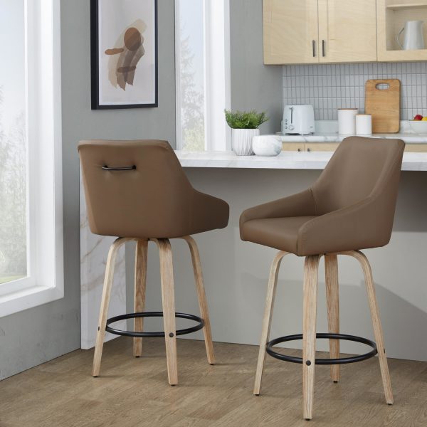 Hannah 26 Transitional Whitewashed Wood Counter Stools Set of 2