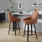 Hannah 26" Walnut and Camel Transitional Swivel Stools (Set of 2) 12 Hannah 26" Walnut and Camel Transitional Swivel Stools (Set of 2)