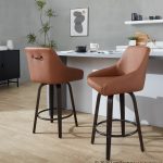 Hannah 26" Walnut and Camel Transitional Swivel Stools (Set of 2) 11 Hannah 26" Walnut and Camel Transitional Swivel Stools (Set of 2)