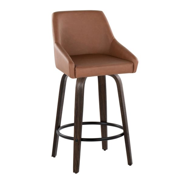 Hannah 26 Walnut and Camel Transitional Swivel Stools Set of 2 3