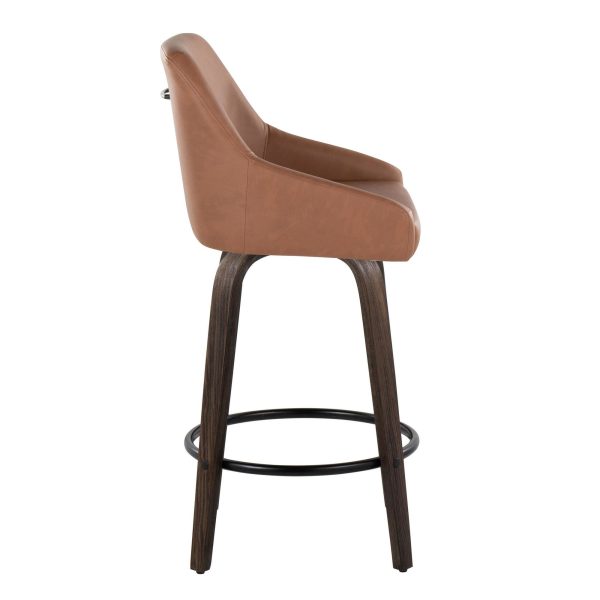 Hannah 26 Walnut and Camel Transitional Swivel Stools Set of 2 4