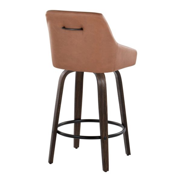 Hannah 26 Walnut and Camel Transitional Swivel Stools Set of 2 5