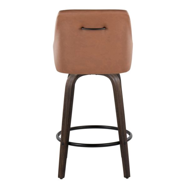 Hannah 26 Walnut and Camel Transitional Swivel Stools Set of 2 6