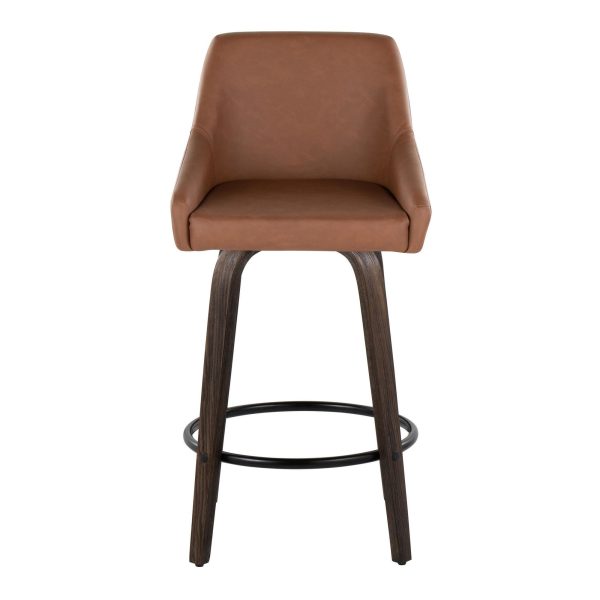 Hannah 26 Walnut and Camel Transitional Swivel Stools Set of 2 7