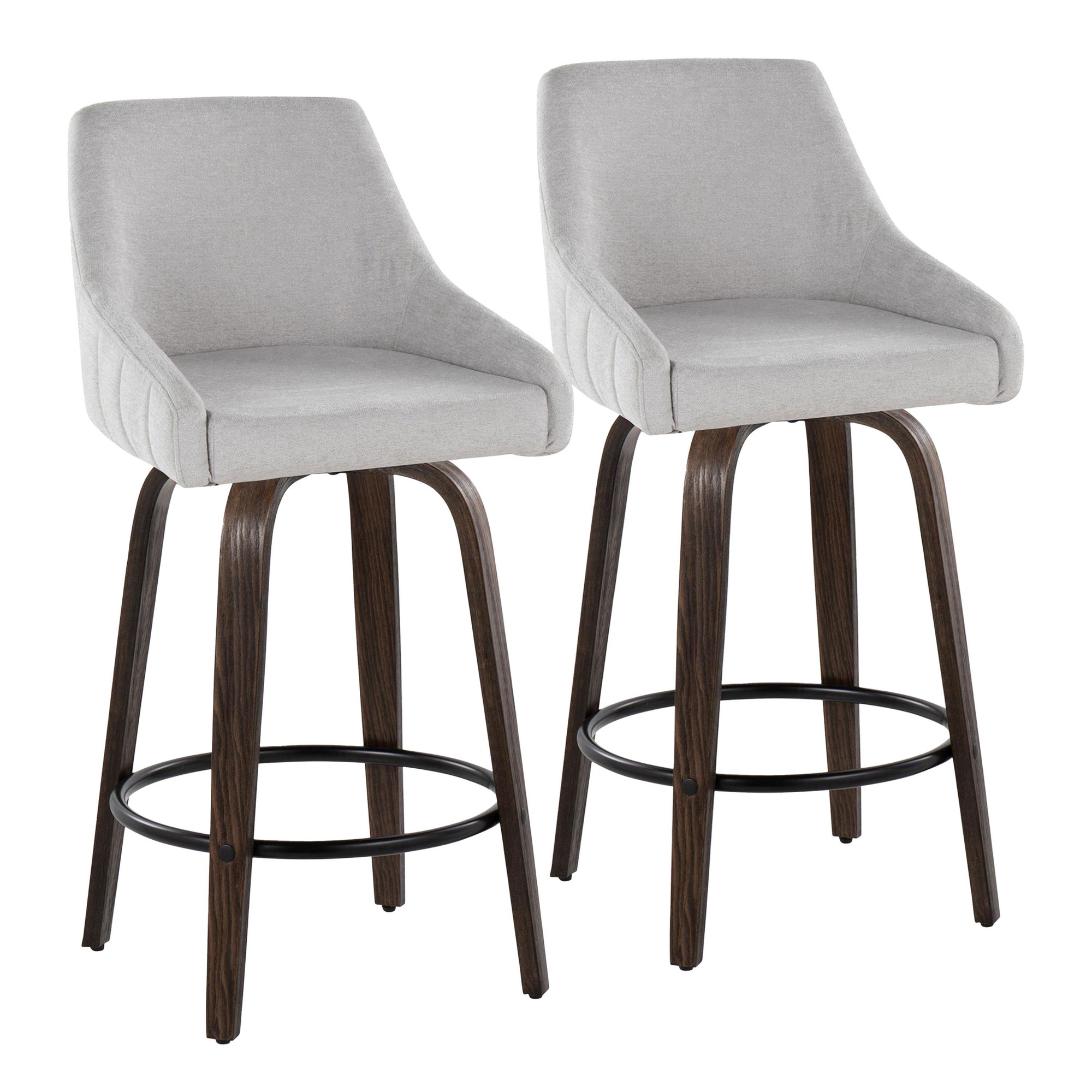 Hannah 26 Walnut and Grey Swivel Counter Stools (Set of 2) 3 Hannah 26 Walnut and Grey Swivel Counter Stools (Set of 2) - Image 3
