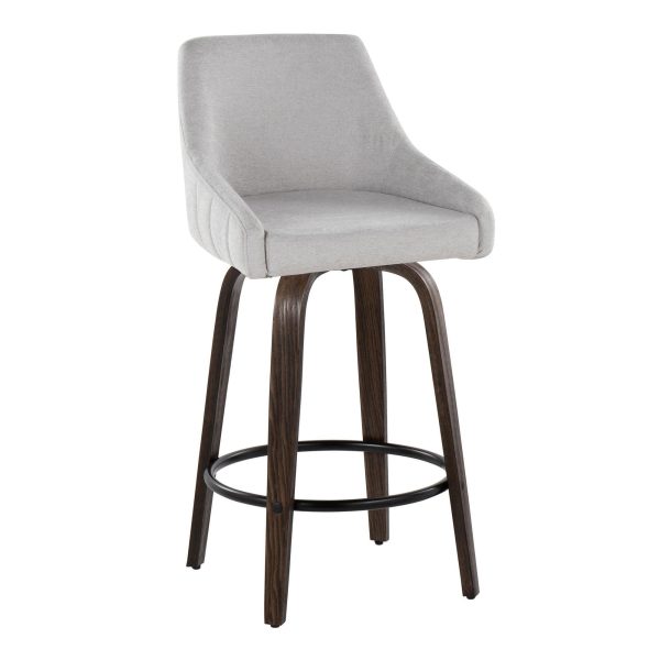 Hannah 26 Walnut and Grey Swivel Counter Stools Set of 2 3