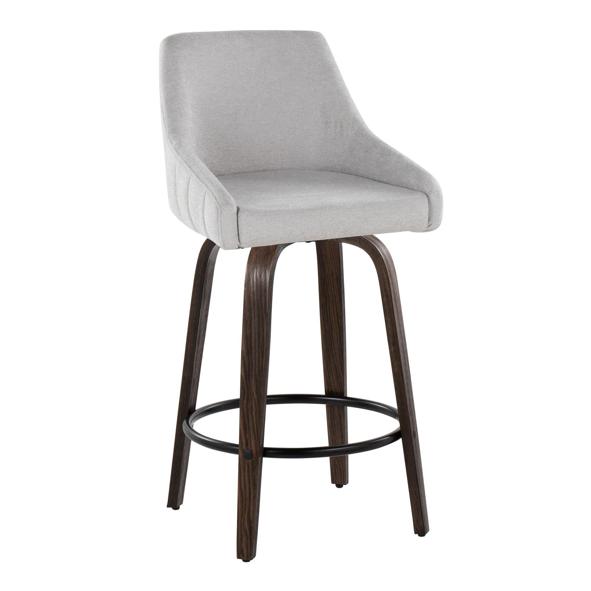 Hannah 26 Walnut and Grey Swivel Counter Stools (Set of 2) 4 Hannah 26 Walnut and Grey Swivel Counter Stools (Set of 2) - Image 4