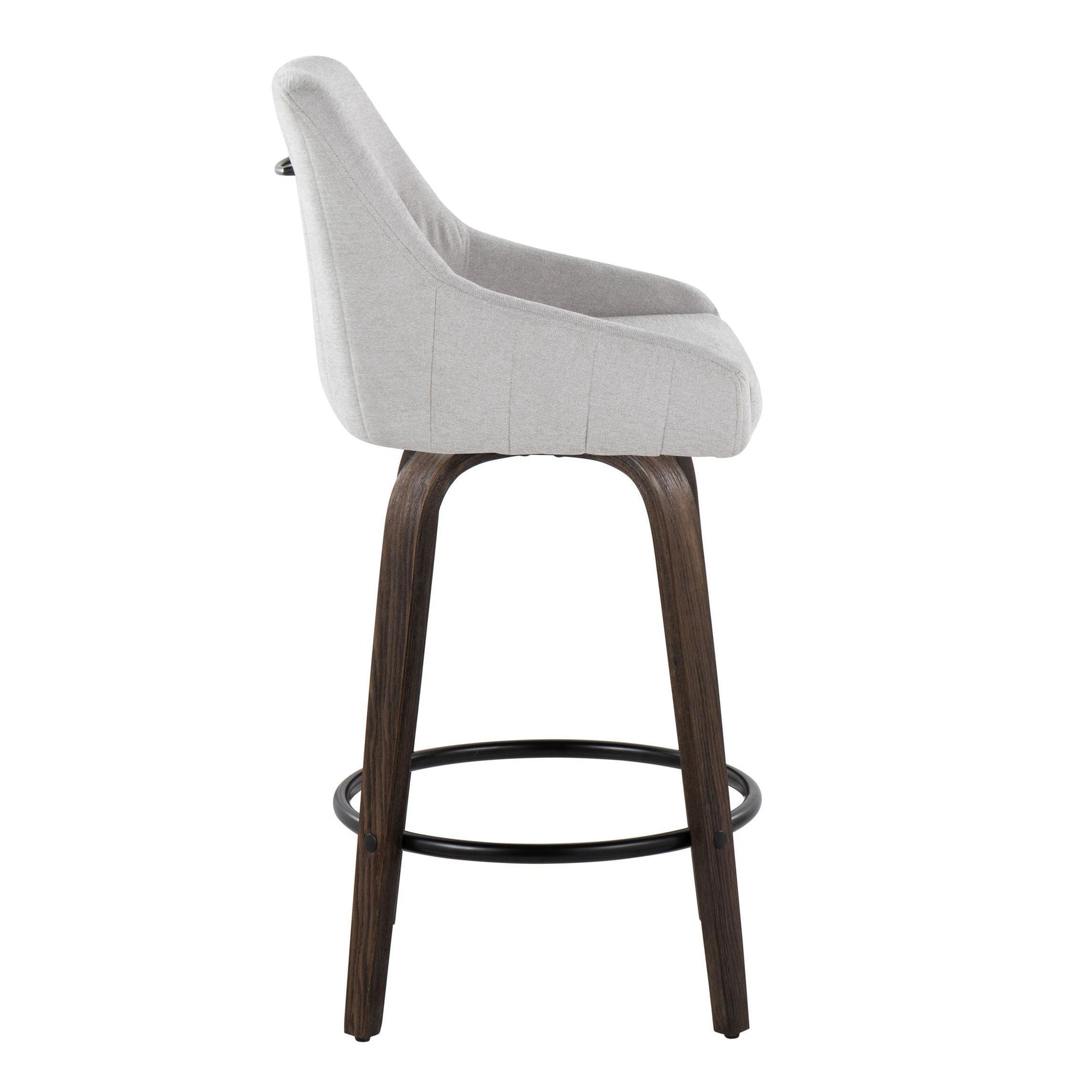 Hannah 26 Walnut and Grey Swivel Counter Stools (Set of 2) 5 Hannah 26 Walnut and Grey Swivel Counter Stools (Set of 2) - Image 5