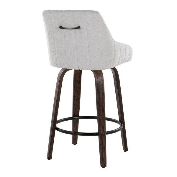 Hannah 26 Walnut and Grey Swivel Counter Stools Set of 2 5