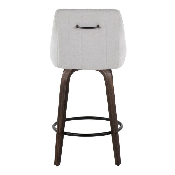 Hannah 26 Walnut and Grey Swivel Counter Stools Set of 2 6
