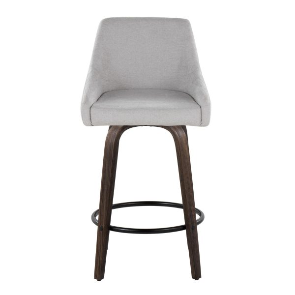 Hannah 26 Walnut and Grey Swivel Counter Stools Set of 2 7