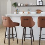 Hannah 30" Camel Faux Leather Swivel Barstools (Set of 2) 12 Hannah 30" Camel Faux Leather Swivel Barstools (Set of 2)