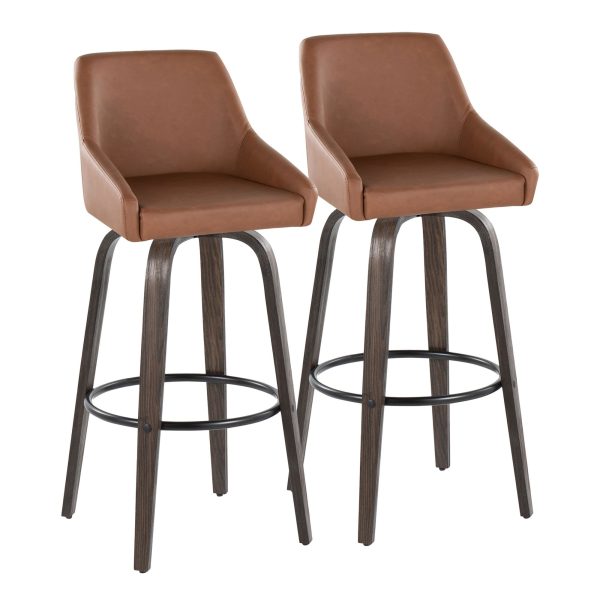 Hannah 30 Camel Faux Leather Swivel Barstools Set of 2 2