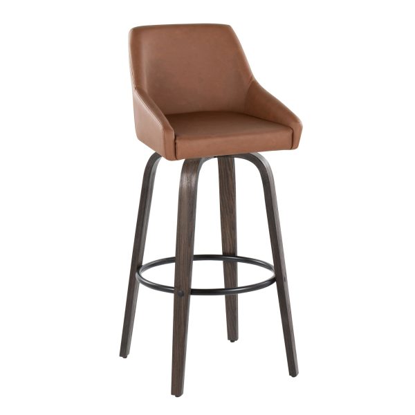 Hannah 30 Camel Faux Leather Swivel Barstools Set of 2 3