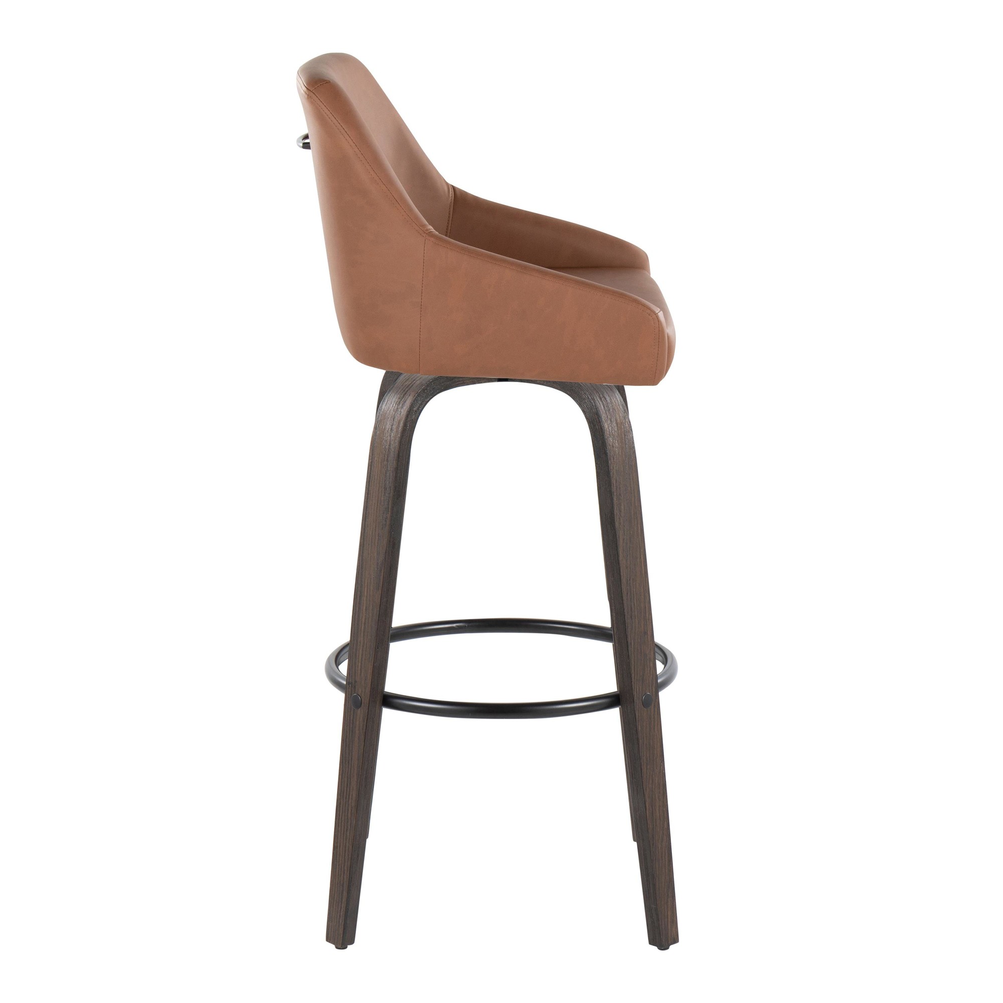 Hannah 30" Camel Faux Leather Swivel Barstools (Set of 2) 5 Hannah 30" Camel Faux Leather Swivel Barstools (Set of 2) - Image 5