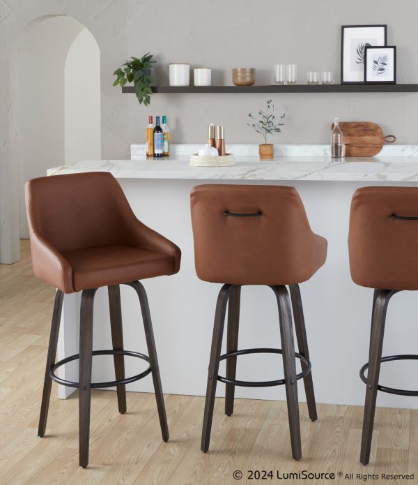 Hannah 30 Camel Faux Leather Swivel Barstools Set of 2