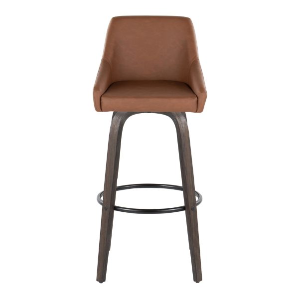 Hannah 30 Camel Faux Leather Swivel Barstools Set of 2 7