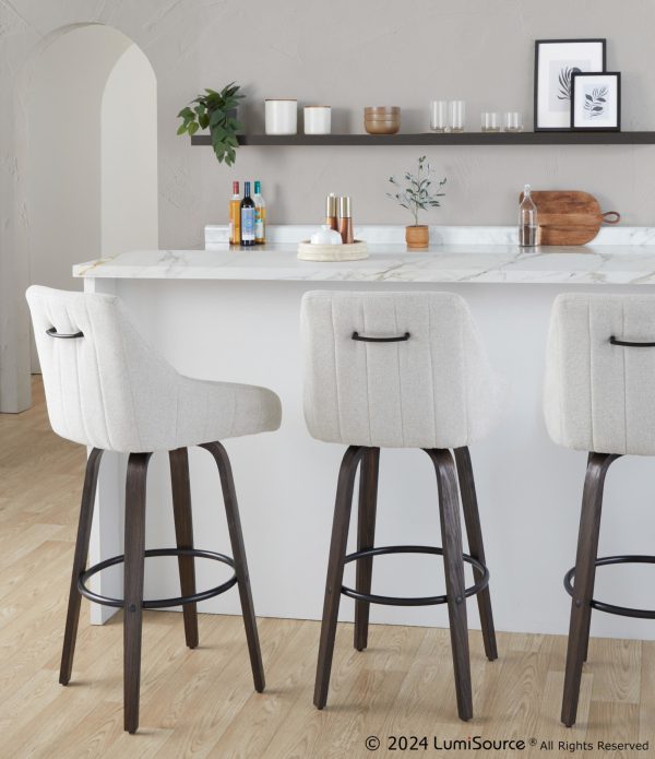 Hannah 30 Cream Transitional Swivel Barstools Set of 2 1