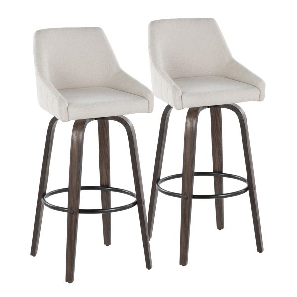 Hannah 30 Cream Transitional Swivel Barstools Set of 2 2
