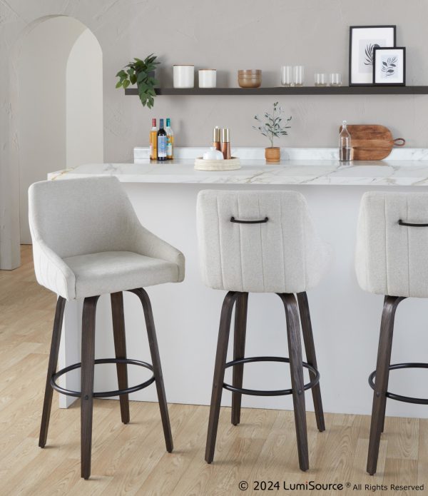Hannah 30 Cream Transitional Swivel Barstools Set of 2