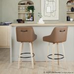 Hannah 30-Inch Brown Faux Leather Transitional Swivel Barstools (Set of 2) 12 Hannah 30-Inch Brown Faux Leather Transitional Swivel Barstools (Set of 2)