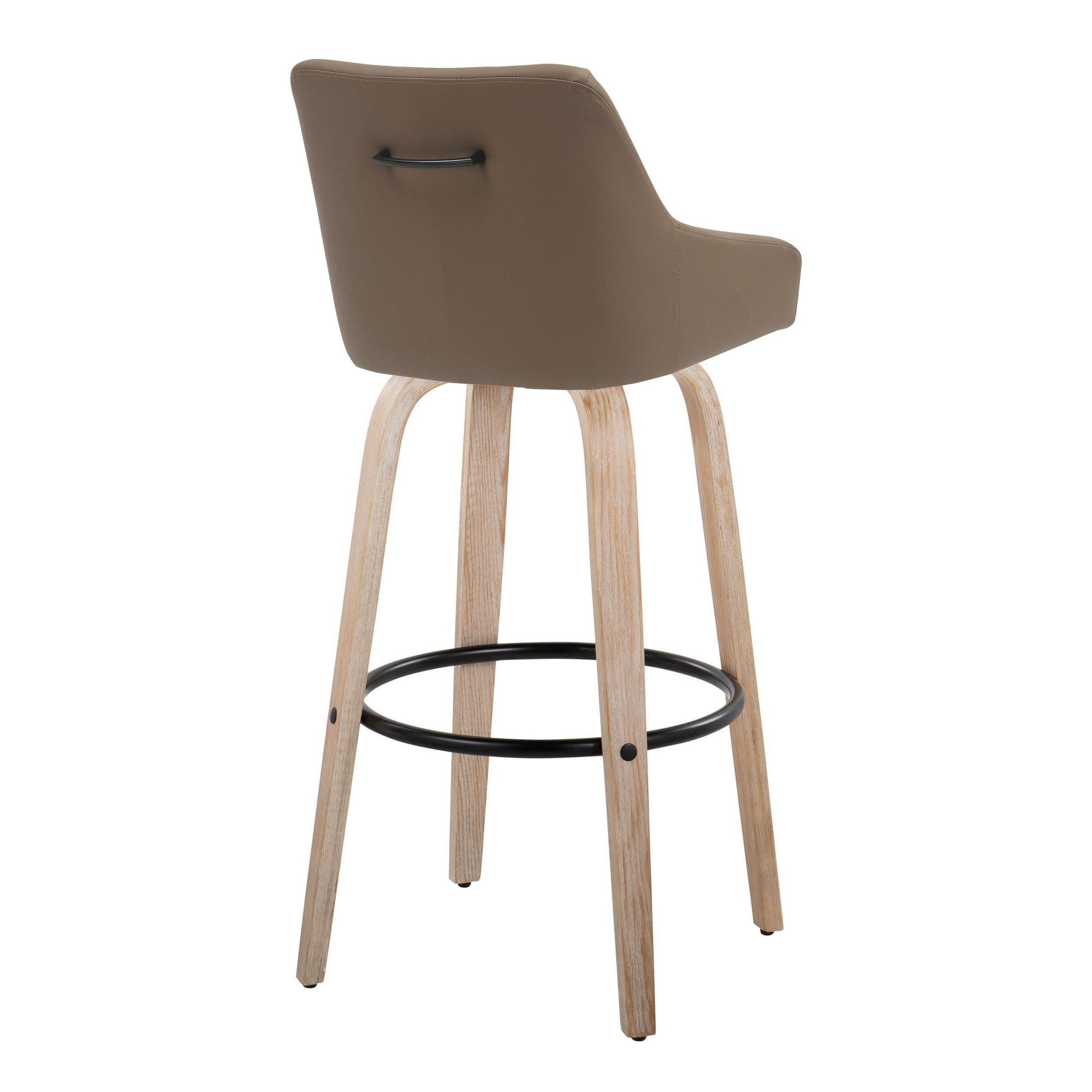 Hannah 30-Inch Brown Faux Leather Transitional Swivel Barstools (Set of 2) 6 Hannah 30-Inch Brown Faux Leather Transitional Swivel Barstools (Set of 2) - Image 6