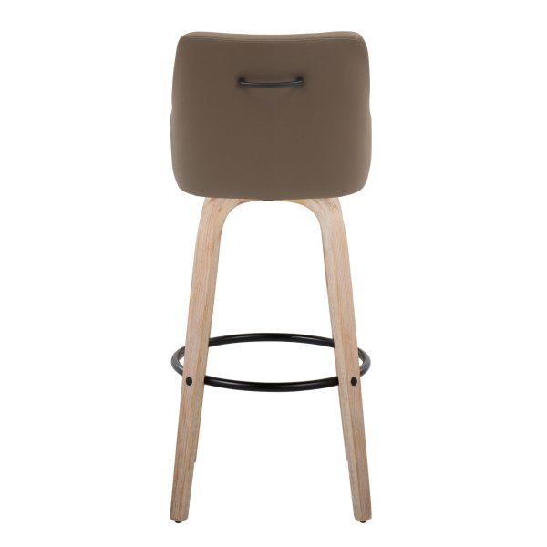 Hannah 30 Inch Brown Faux Leather Transitional Swivel Barstools Set of 2 6