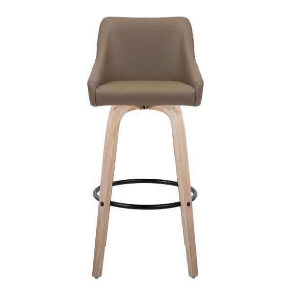Hannah 30 Inch Brown Faux Leather Transitional Swivel Barstools Set of 2 7