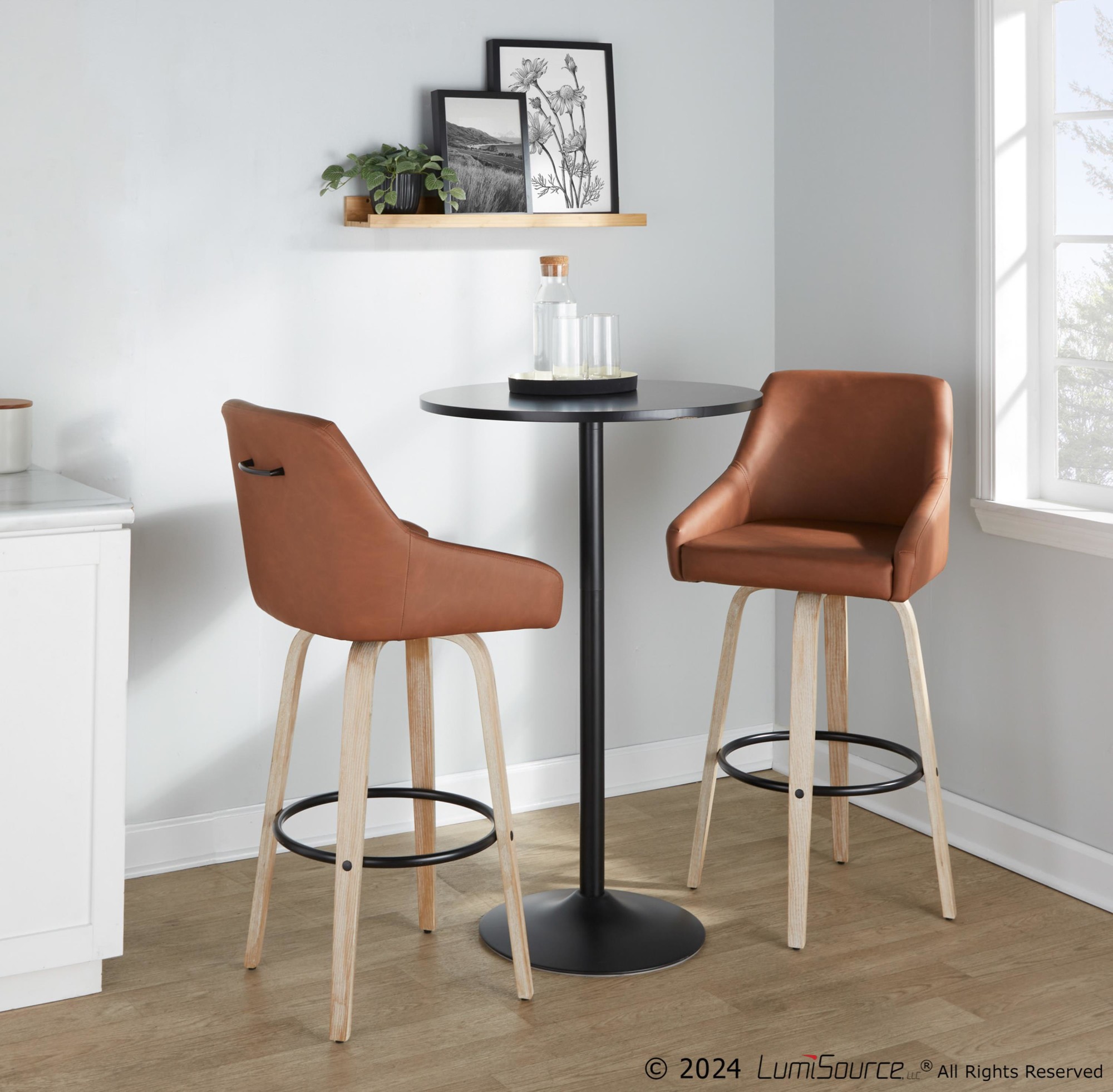 Hannah 30-Inch Camel Transitional Swivel Barstools (Set of 2) 3 Hannah 30-Inch Camel Transitional Swivel Barstools (Set of 2) - Image 3