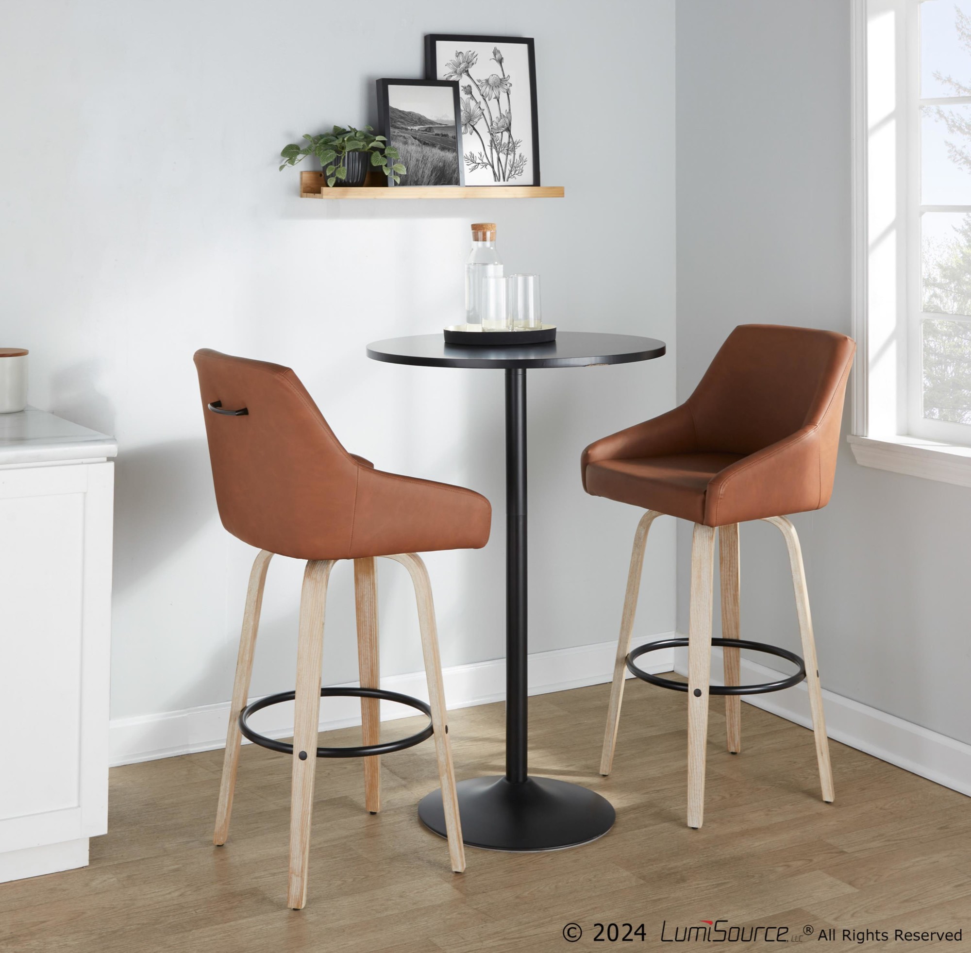 Hannah 30-Inch Camel Transitional Swivel Barstools (Set of 2) 4 Hannah 30-Inch Camel Transitional Swivel Barstools (Set of 2) - Image 4