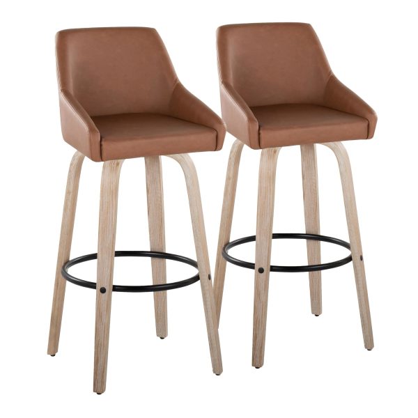 Hannah 30 Inch Camel Transitional Swivel Barstools Set of 2 4