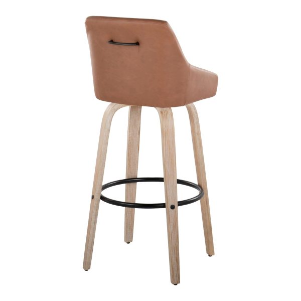 Hannah 30 Inch Camel Transitional Swivel Barstools Set of 2 7