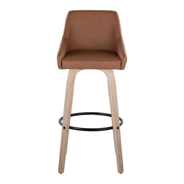 Hannah 30 Inch Camel Transitional Swivel Barstools Set of 2 9