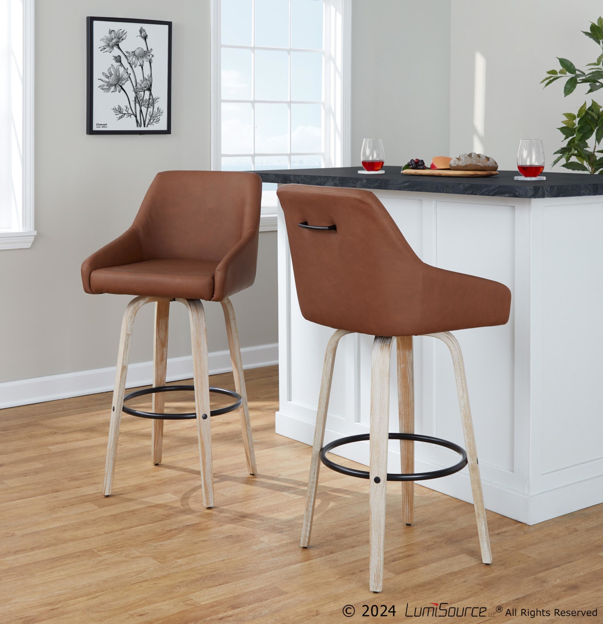 Hannah 30-Inch Camel Transitional Swivel Barstools (Set of 2) 1 Hannah 30-Inch Camel Transitional Swivel Barstools (Set of 2)