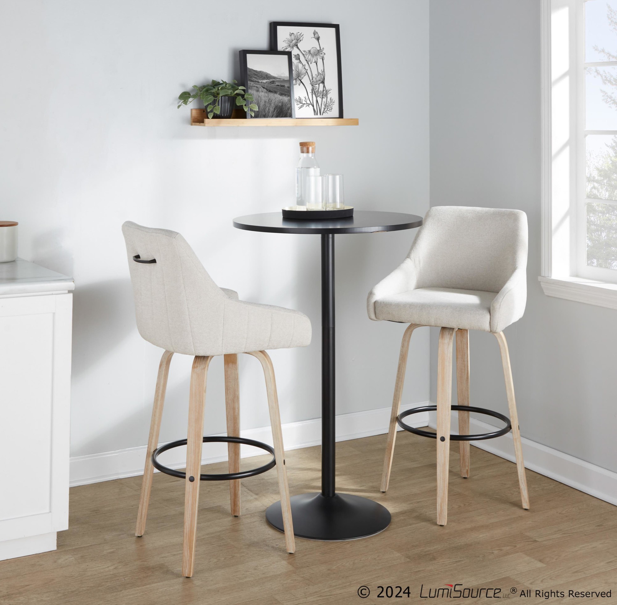 Hannah 30-Inch Transitional Cream Swivel Barstools (Set of 2) 3 Hannah 30-Inch Transitional Cream Swivel Barstools (Set of 2) - Image 3