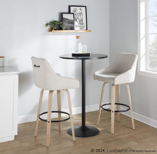 Hannah 30 Inch Transitional Cream Swivel Barstools Set of 2 3