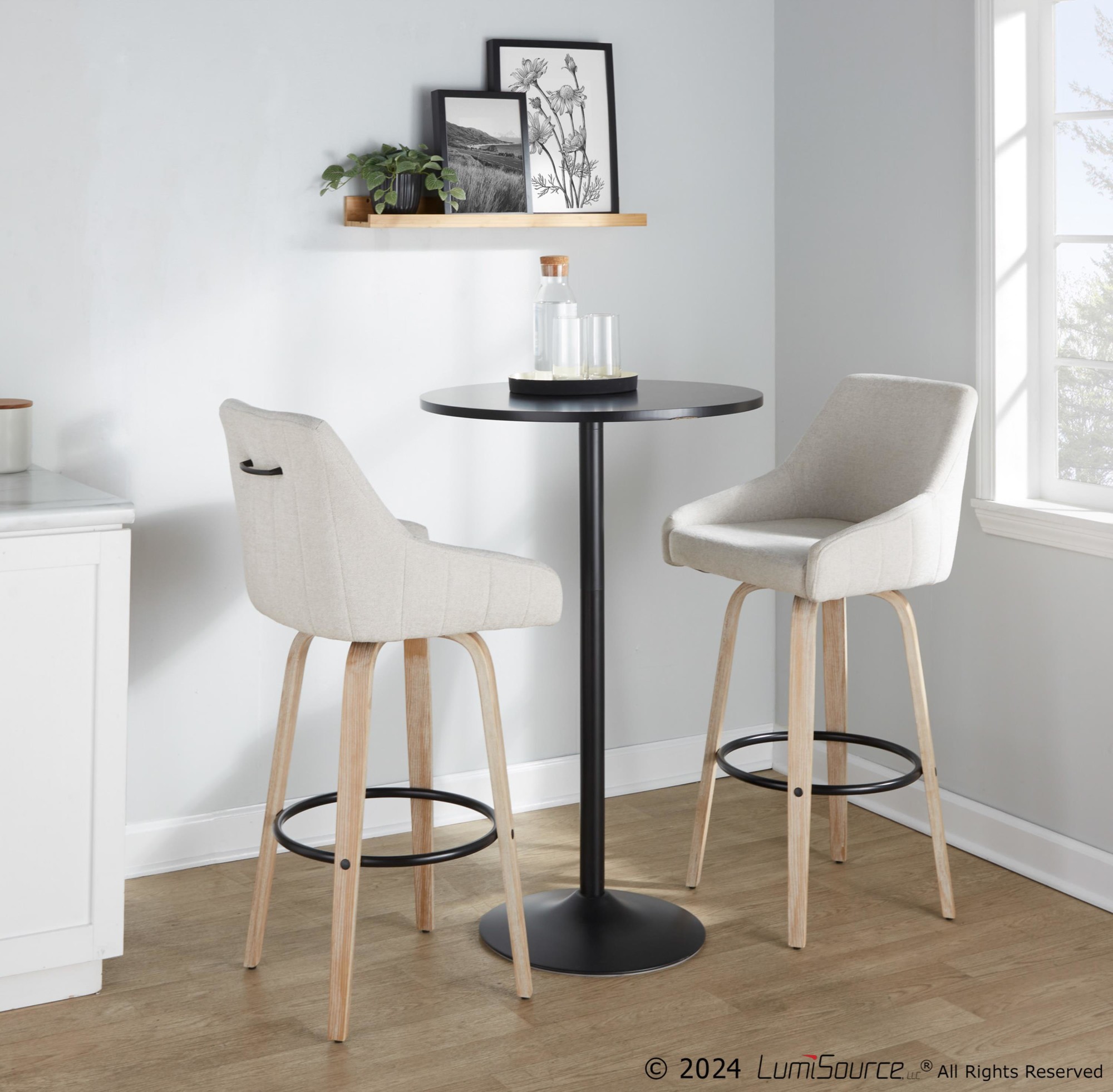 Hannah 30-Inch Transitional Cream Swivel Barstools (Set of 2) 4 Hannah 30-Inch Transitional Cream Swivel Barstools (Set of 2) - Image 4