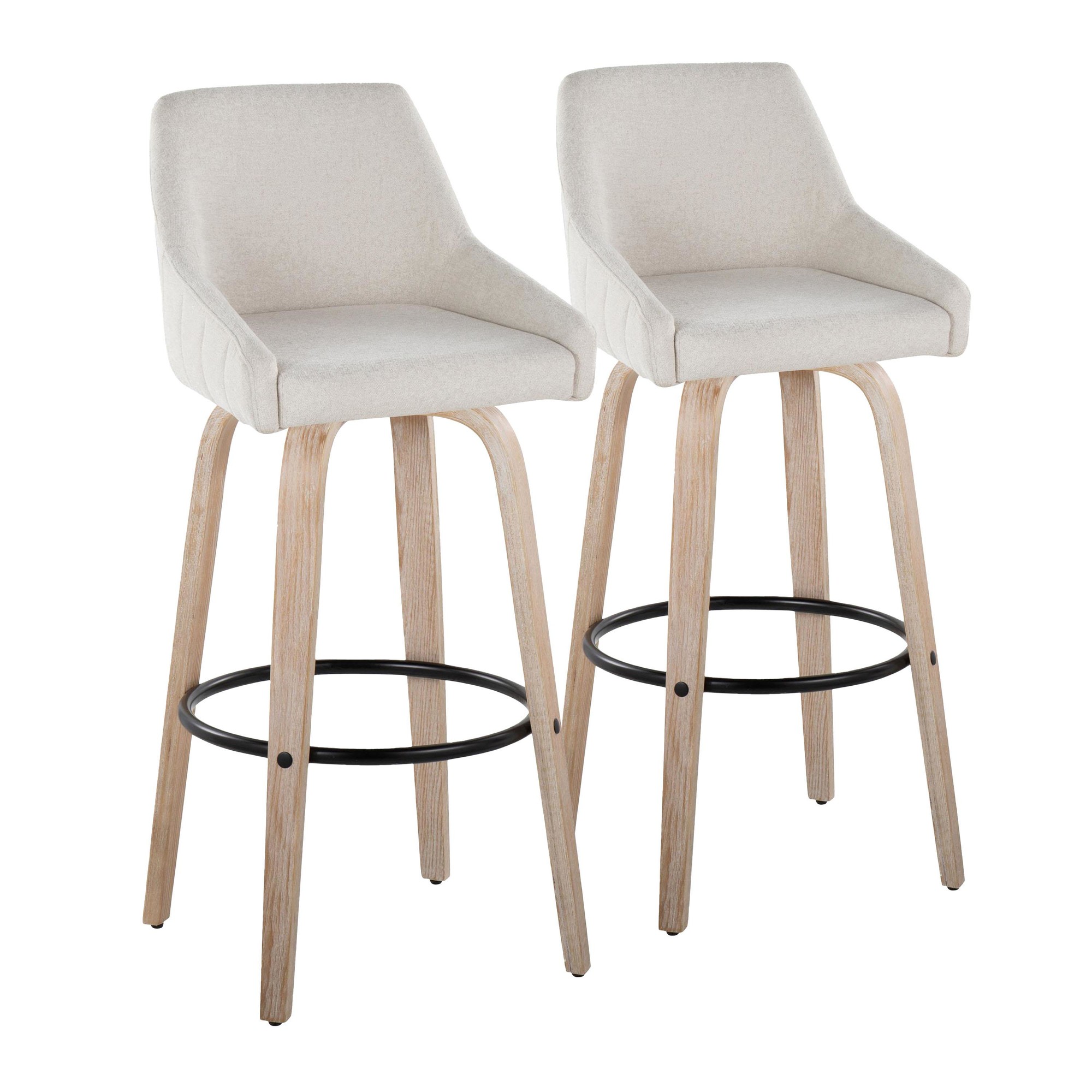 Hannah 30-Inch Transitional Cream Swivel Barstools (Set of 2) 5 Hannah 30-Inch Transitional Cream Swivel Barstools (Set of 2) - Image 5