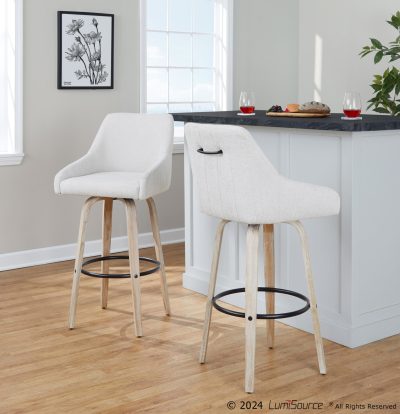 Hannah 30-Inch Transitional Cream Swivel Barstools (Set of 2)
