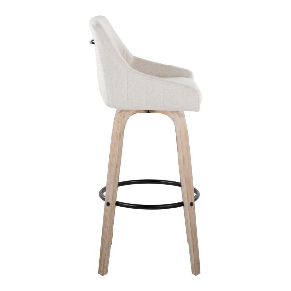 Hannah 30 Inch Transitional Cream Swivel Barstools Set of 2 6