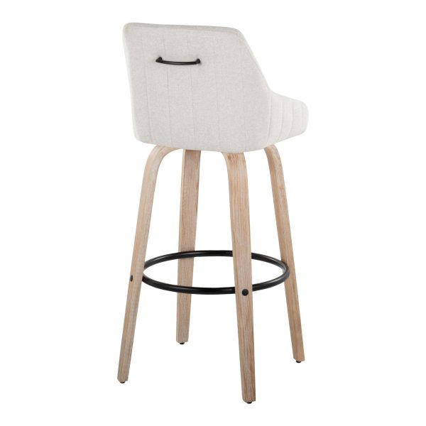 Hannah 30 Inch Transitional Cream Swivel Barstools Set of 2 7