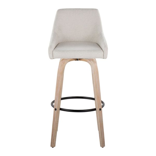 Hannah 30 Inch Transitional Cream Swivel Barstools Set of 2 9