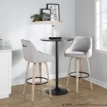 Hannah 30-Inch Transitional Whitewashed Wood and Grey Swivel Barstools (Set of 2)